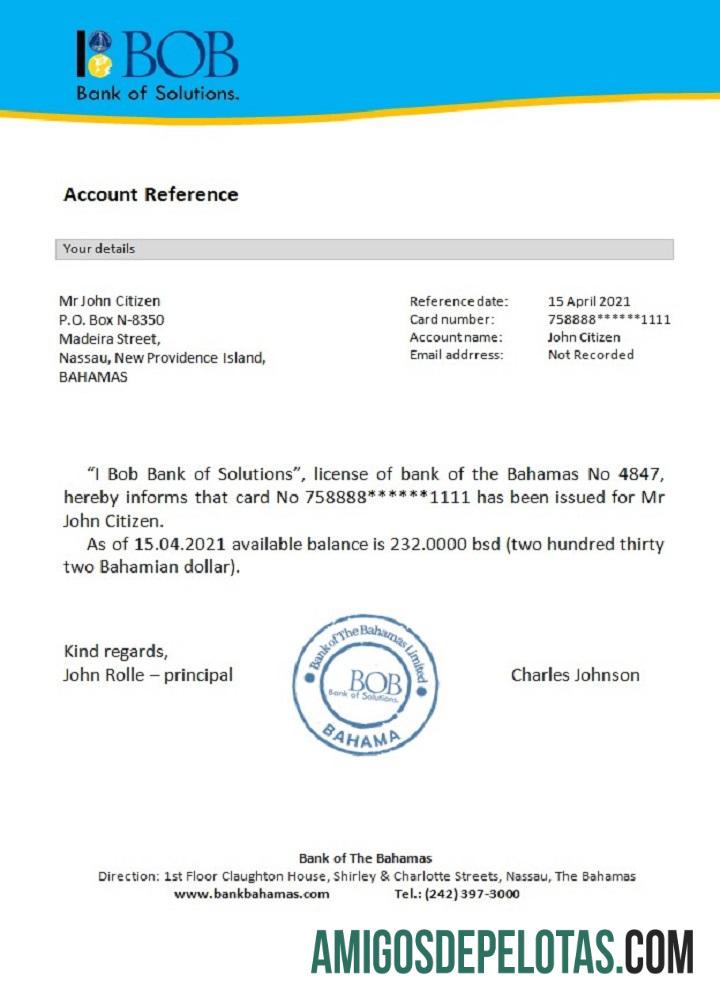 Referência do Bahamas I Bob Bank Of Solutions baixar para verificação
